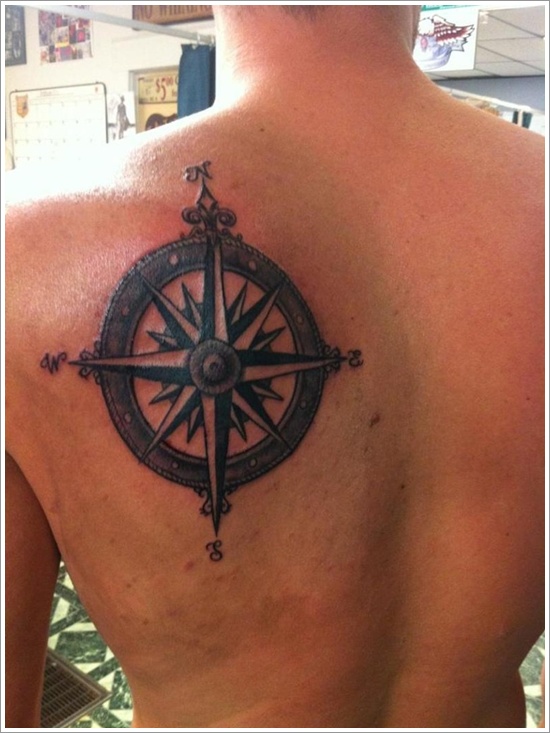 Dark and imprinted Compass Tattoo