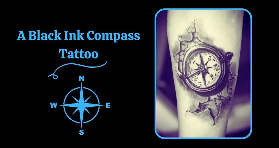 A Black Ink Compass Tattoo
