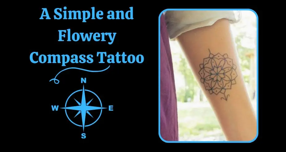 A Simple and Flowery Compass Tattoo