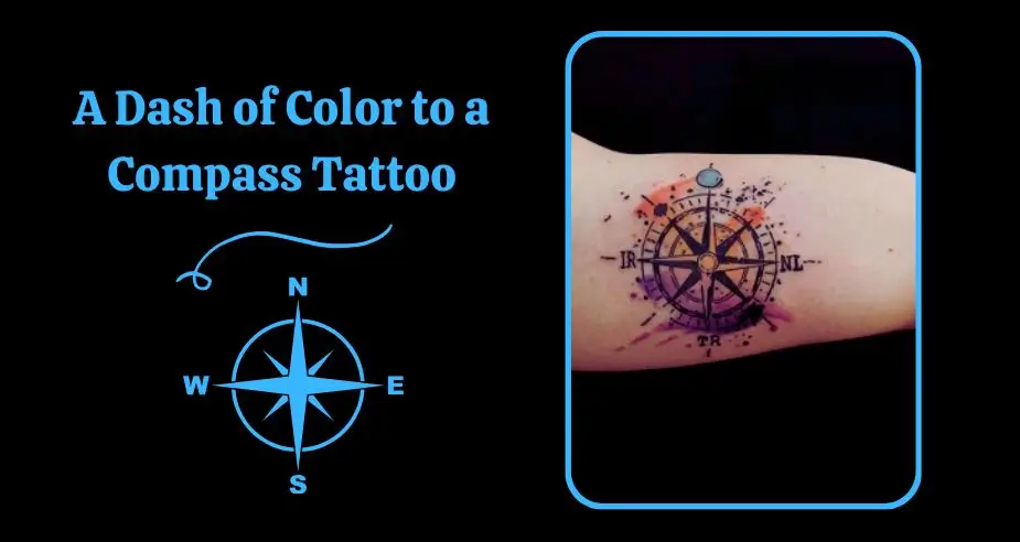 A Dash of Color to a Compass Tattoo