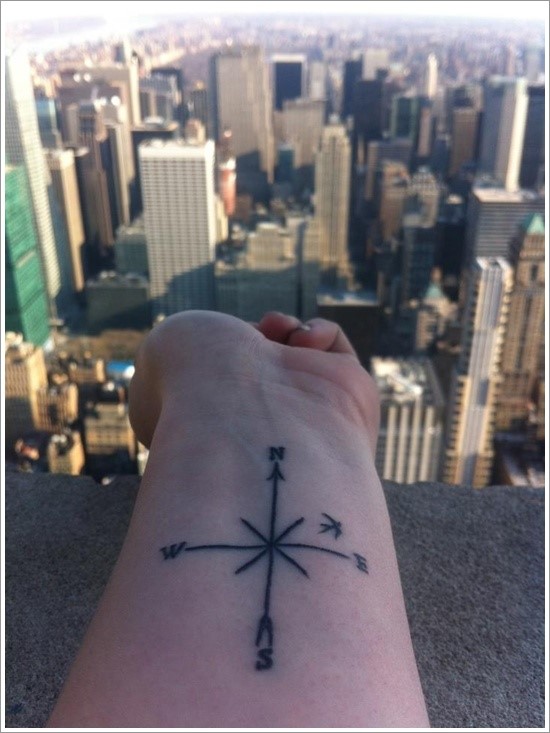 Simple Compass Tattoo on the Wrist