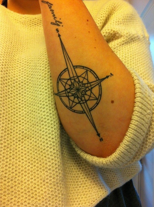 compass tattoo on your lowerside of forearm