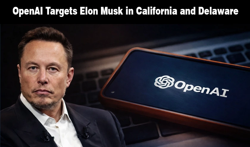 Portraits of Elon Musk and Sam Altman on an OpenAI legal news graphic.