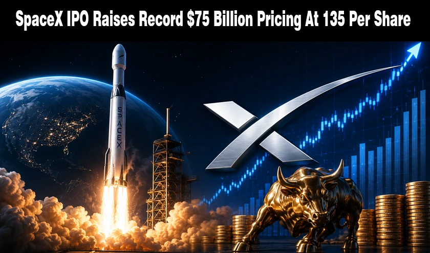 SpaceX IPO Raises Record $75 Billion Pricing At $135 Per Share news banner for WiseToast.com.
