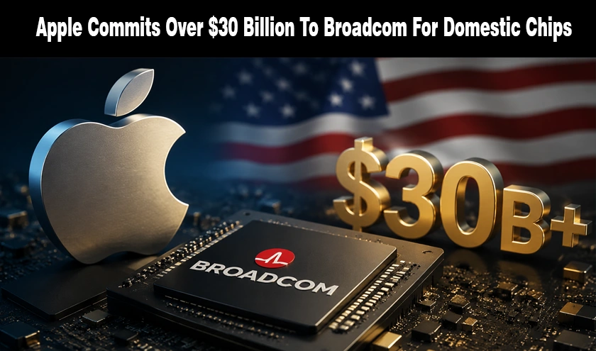 Apple Commits Over $30 Billion To Broadcom For Domestic Chips news banner.